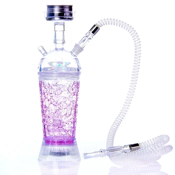 

New Style Acrylic Hookah Set with Charcoal Holder Metal Tongs LED Light Hookah Hose Portable Shisha Set Chicha Narguile