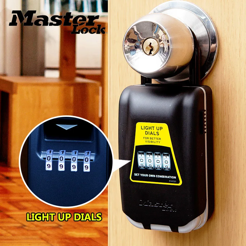 

Master Lock Outdoor Key Lock Box Weather Resistant Keys Storage Box Padlock Light Up Dials Password Lock Safety Organizer Boxes
