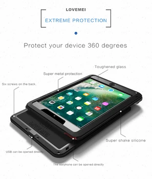 

LOVE MEI Aluminum Metal For New iPad 9.7 2018/2017 Case Powerful Shockproof Strong For New 9.7 iPad Case Gorilla Toughened Glass