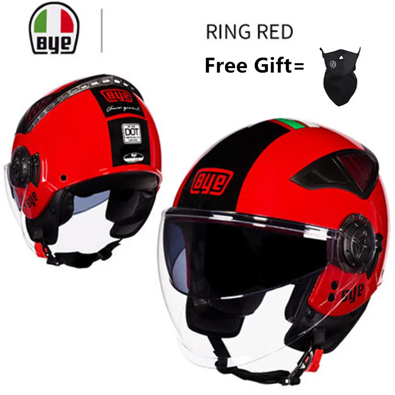 Moto rcycle шлем с открытым лицом половина moto racing capacete para moto cicleta винтажные moto rbike шлемы с двумя защитные козырьки объектива - Цвет: Ring red