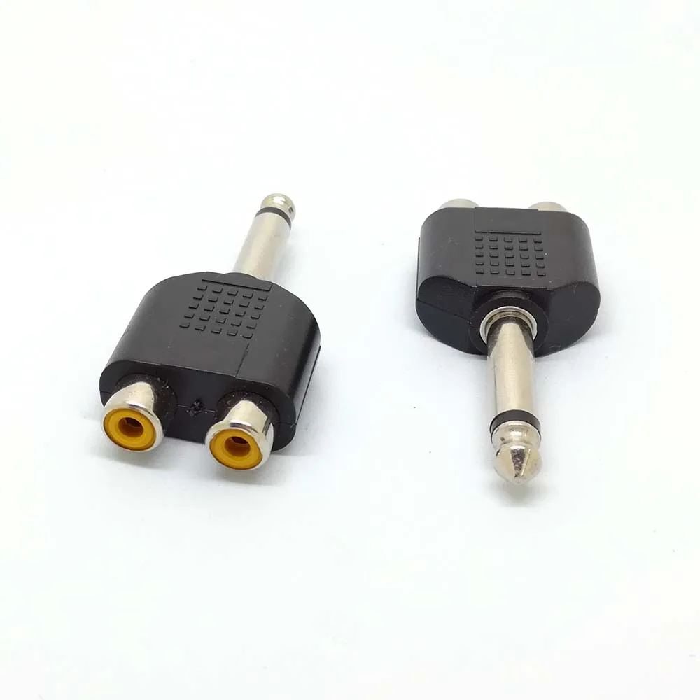 New 1/4" 6.35mm Mono Male To 2RCA Female Adapter Cable Adaptor Converter NEW | Электроника