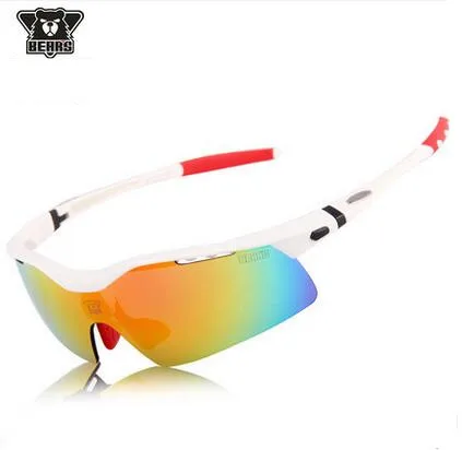 Велосипедные очки Поляризованные UV400 для активного спорта, ветрозащитные очки для мужчин женщин горный велосипед солнцезащитные очки для велосипедных очков 5 линз - Цвет: Белый