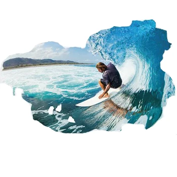 

3D Large Wall Stickers Home Decor Living Room 60*90cm Surfing Sea Wave Ocean Mural Nautical Decor Adesivo De Pared Wall Decals