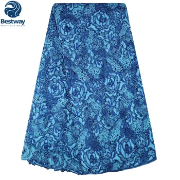

Bestway 2019 Guipure Lace Fabric Flowers Embroidered Cupion Tulle Royal Blue Lace Fabric For Wedding Party Cord Lace 2019 Lace