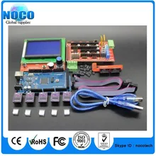 3D Принтер комплект 1 шт. Мега 2560 R3 + 1 шт. ПАНДУСЫ 1.4 контроллер + 5 шт. DRV8825 Шагового Двигателя Привода + 1 шт. LCD 12864 контроллер