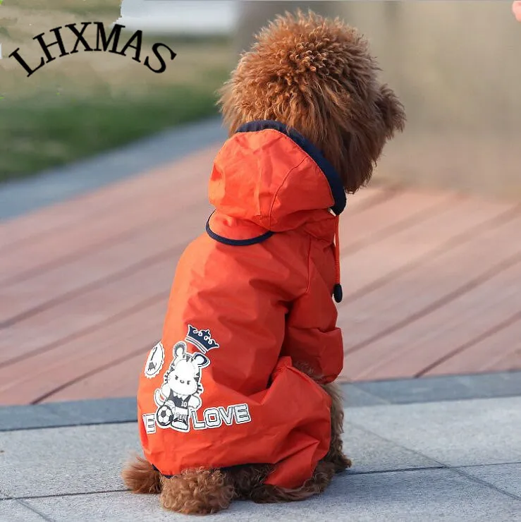 

New Pet Puppy Dog Raincoat Clothes Hoody Waterproof 4 Sizes 2 Colors D461