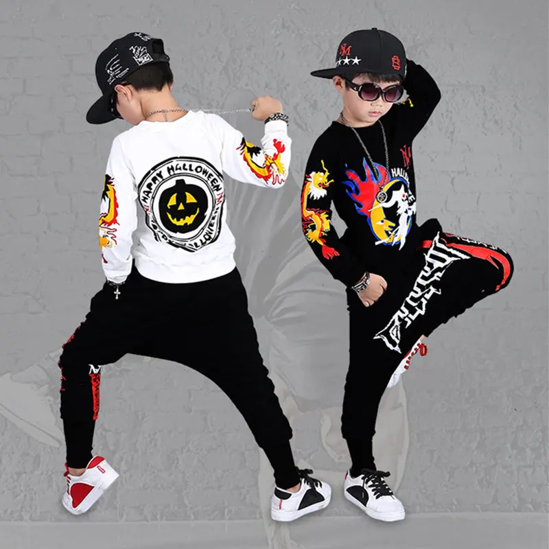 

Halloween Kids Boys Clothes Hip Hop Costume Children's Clothing Set Outfit Boys Halloween Sports Suit 2 Pcs Set 6 8 10 12 years