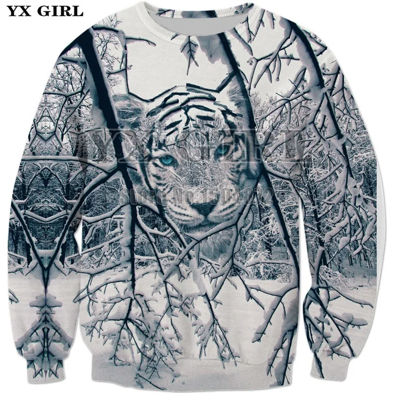 

New Fashion Animal Sweatshirts Snow Tiger 3d Printed Sweatshirt Men/Women Top Pullover Casual Outerwear Tracksuit S-5XL