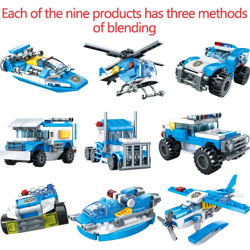  773pcs City Police Helicopter Boat Trucks Blocks Kits Compatible City Military Module Riot Police F
