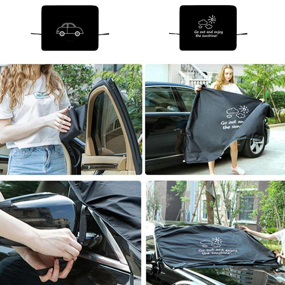 

2 Style Car Sunshade Front Glass Summer Heat Shield Curtain Cars Light Cloth Sun Visor Black Car Accessories
