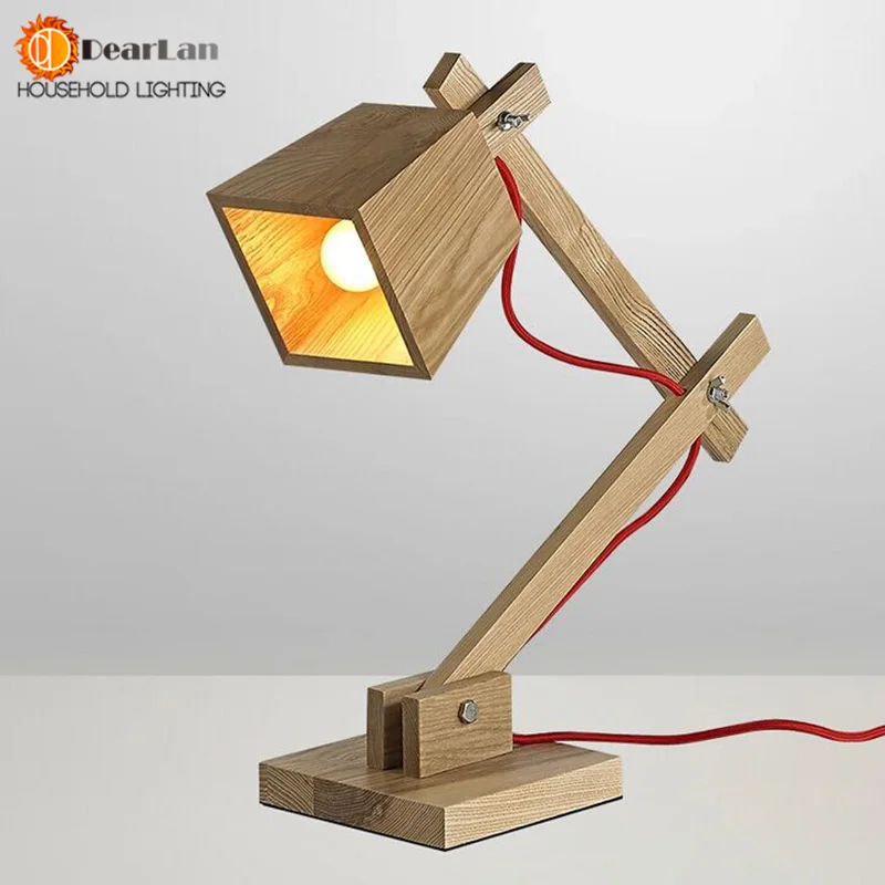 Buy Modern Wood Read Table Lamp Vintage Solid Wood