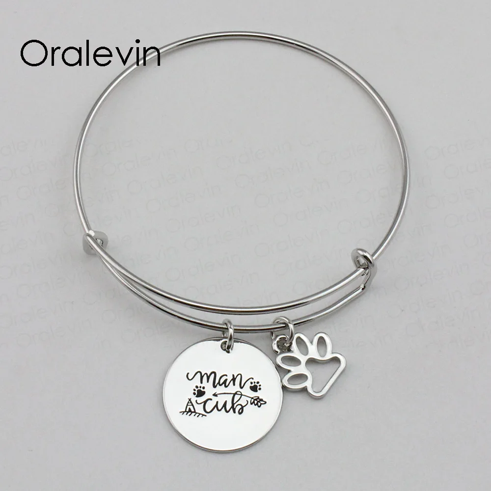Bracelet Мужской медвежонок вдохновляющий ручной штампованный Выгравированный индивидуальный кулон расширяемый Шарм браслет модные ювелирные изделия, 10 шт./партия,# LN2264B - Окраска металла: Bracelet