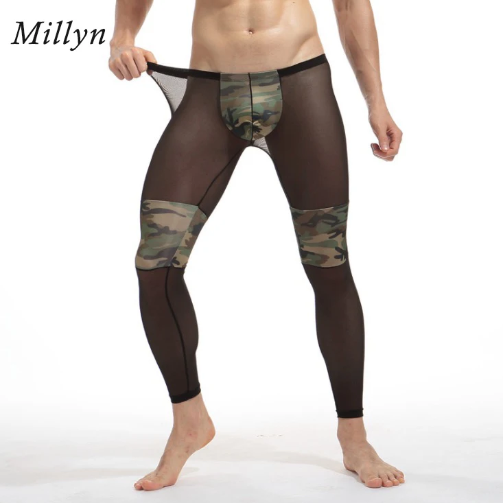 MILLYN мужские модные сексуальные прозрачные камуфляжные колготки Дышащие
