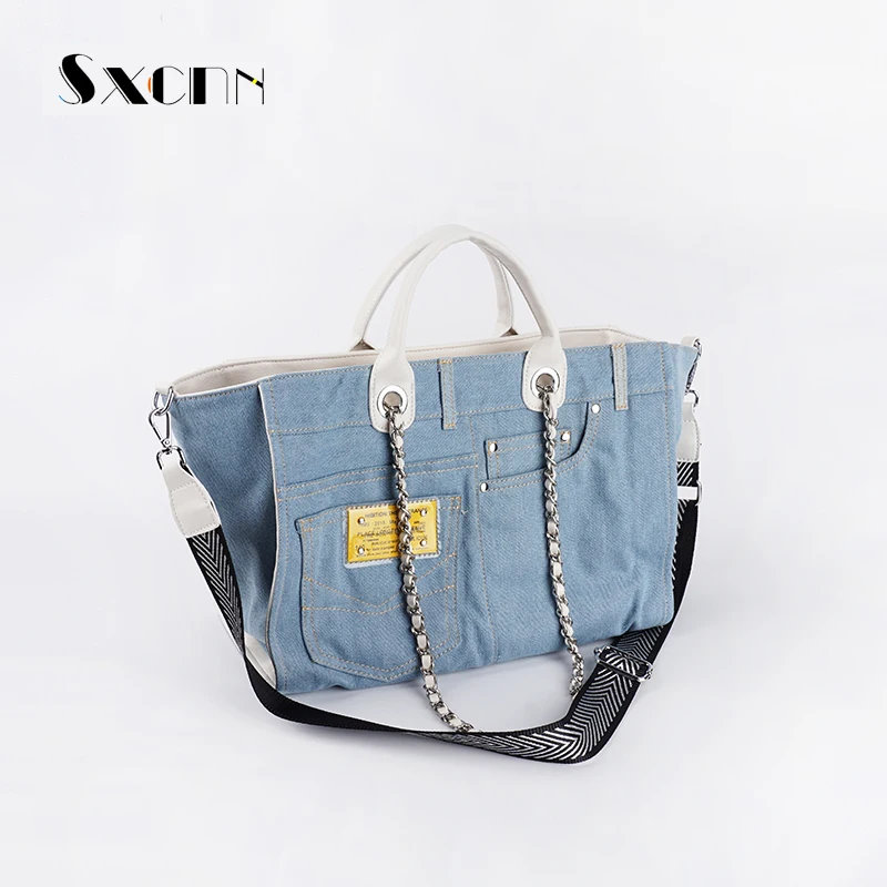 

SXCNN Denim female Designer Handbags High Quality Canvas Crossbody Bags For Women Large capacity Lady Totes bolsas feminina 2019