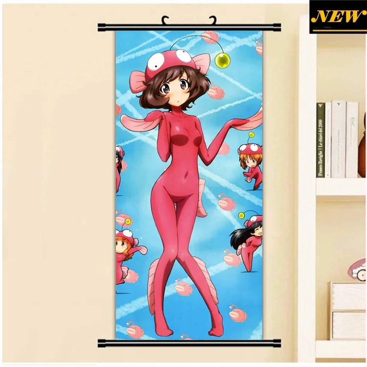 

45X95CM Girls und Panzer Anglerfish Yukari Akiyama Cartoon Anime wall scroll picture mural poster cameltoe loli canvas painting