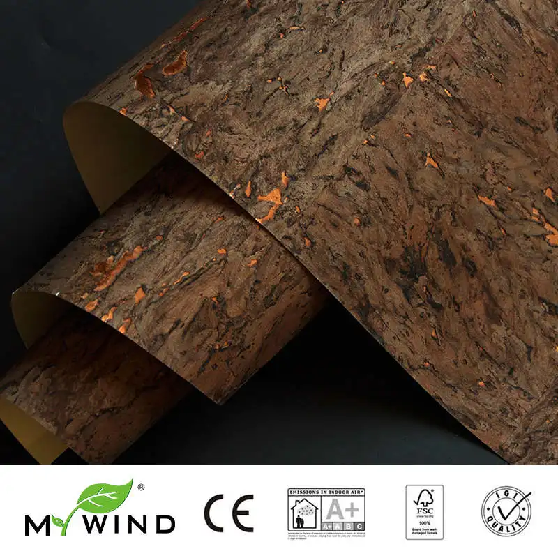 

2019 MY WIND brown Gold burlywood Cork Wallpapers Luxury 100% Natural Material Safety Innocuity 3d Wallpaper In Roll Home Decor