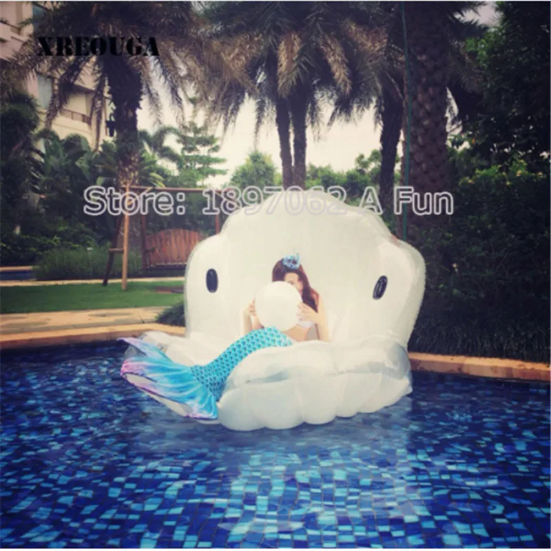 

Adults Giant Pool Float Pearl Scallops Inflatable Shell Floating Mattress Lounger With Handle and Decoration Pearl Ball 160CM