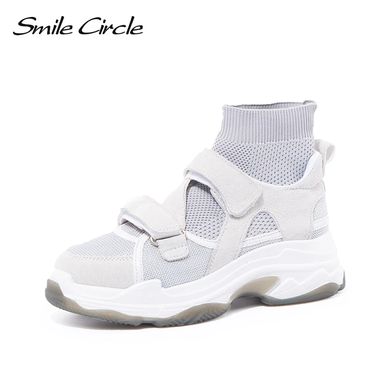 smile circle Women knitting chunky Sneakers 2018 Autumn Breathable design Flat Platform shoes Women High-top socks shoes цена smile circle Women knitting chunky Sneakers 2018 Autumn Breathable design Flat Platform shoes Women High-top socks shoes цены онлайн