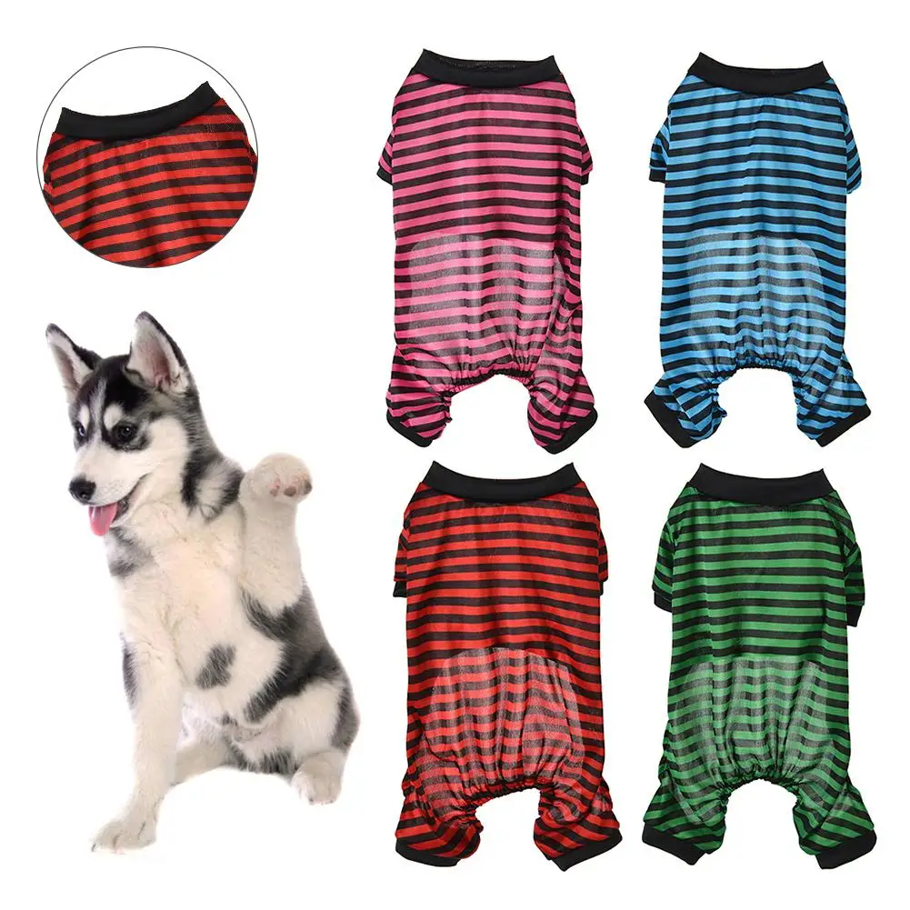 

New Summer Small Pet Dog Cat Striped Jumpsuit Pajamas Coat Shirt Jacket Apparel
