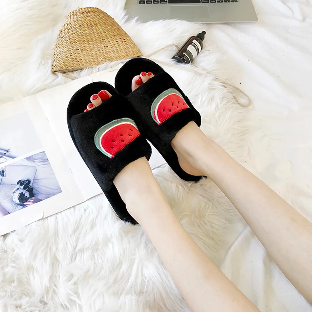 

Women Casual Fruit Slippers Non Slip Shoes Wild Slippers Home Slippers Plush Slippers Women Faux Fur Slides Flip Flops Flat Home