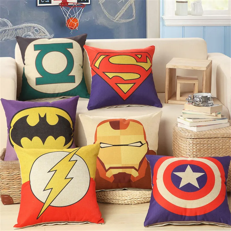 45*45cm Superhero Cushion Cover Soft Breathable 2017 Sofa Car Decor Throw Pillow Case Decorative