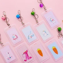 1 шт. мультяшный прозрачный Единорог Розовая пантера Фламинго кошка морковь брелок для ключей в виде кактуса банка идентификатор автобуса карты канцелярская карточка держатели