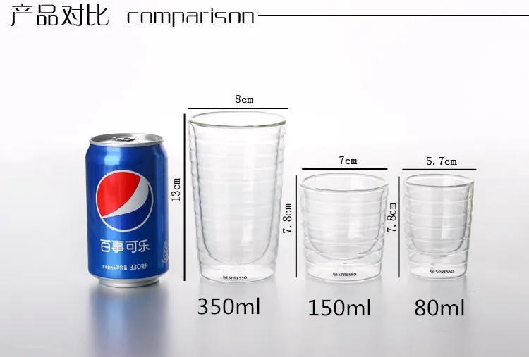 1 шт./лот 350 мл кофейная чашка, с двойными стенками стекло с формы нить