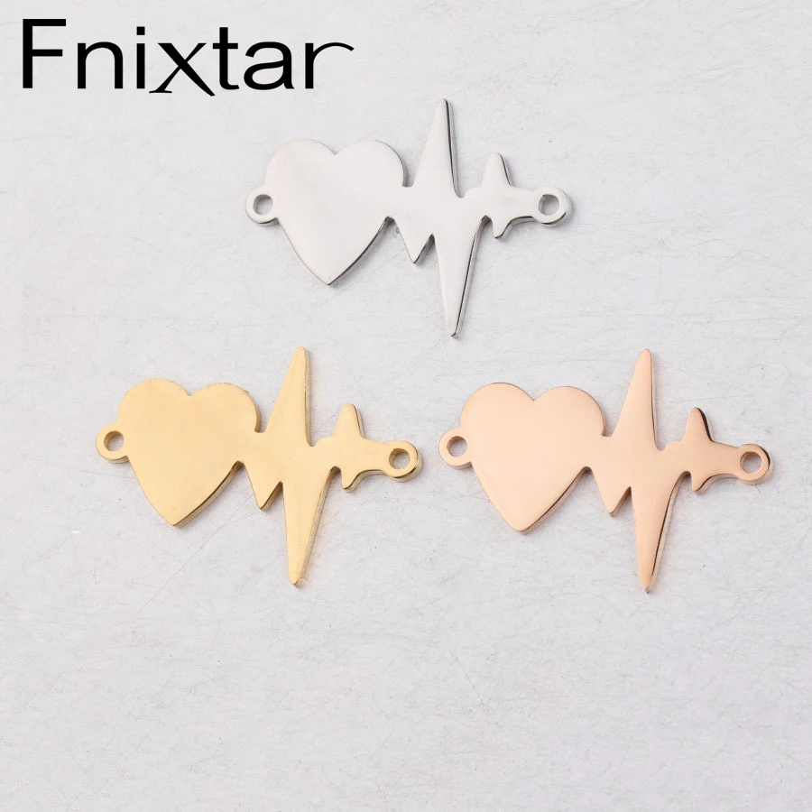 Fnixtar Love Heart Beat Charms Stainless Steel Mirror Polished Heart Rate Beat Charm Connector DIY Making 20*28mm 20piece/lot Fnixtar Love Heart Beat Charms Stainless Steel Mirror Polished Heart Rate Beat Charm Connector DIY Making 20*28mm 20piece/lot