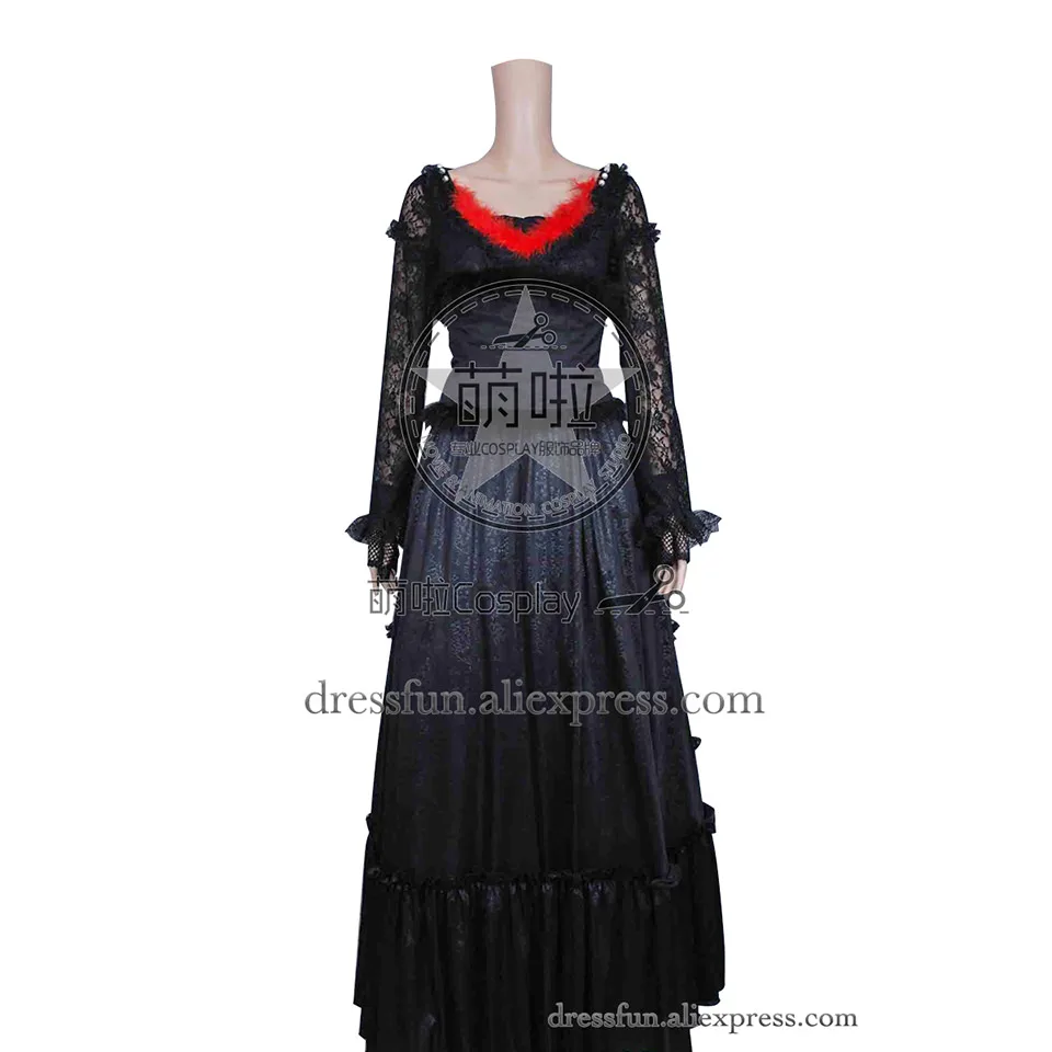 Sweeney Todd Cosplay Mrs Lovett Costume Black Dress Corset Halloween Clothing