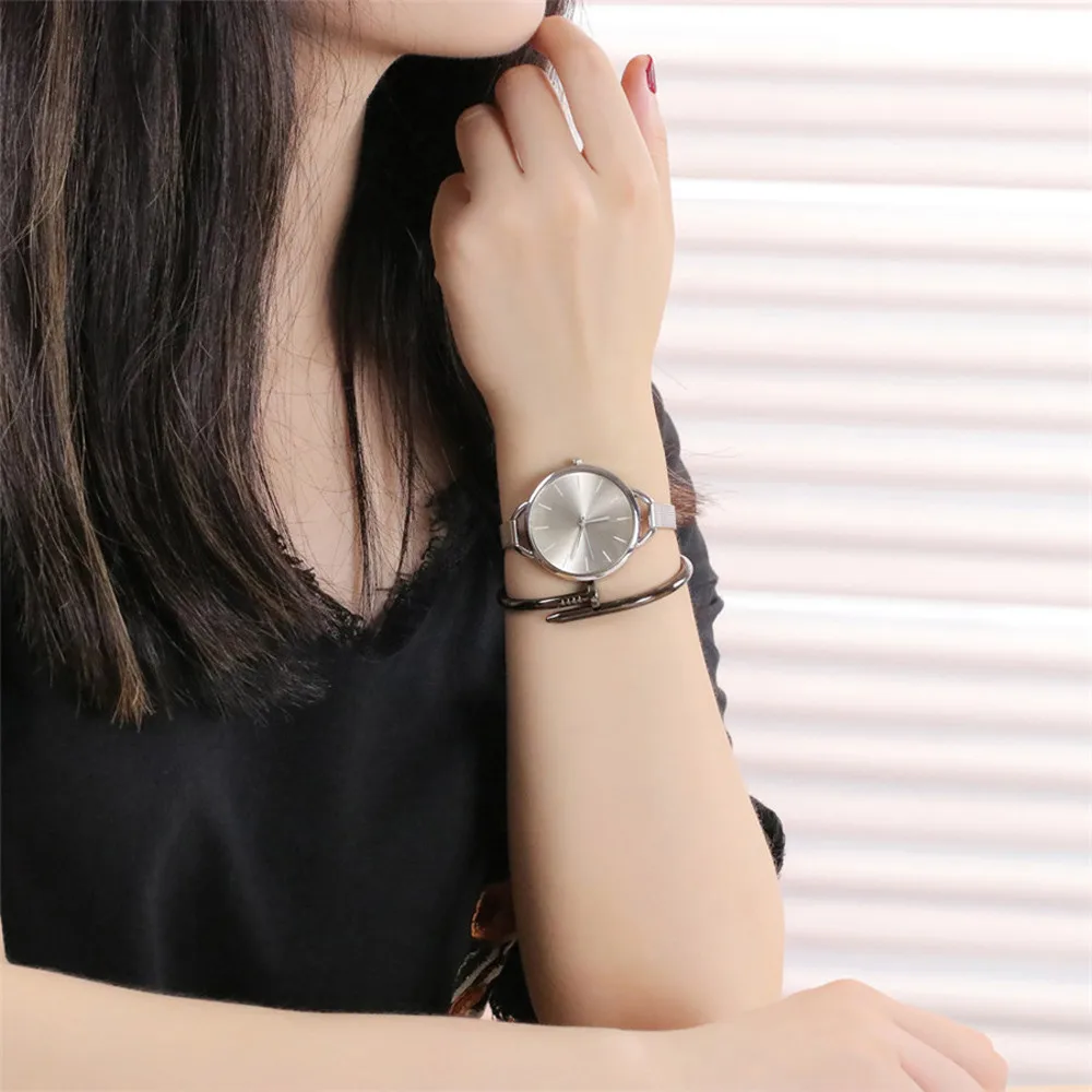 Современные модные темпераментные женские часы с большим циферблатом, повседневные изящные часы из нержавеющей стали с сетчатым ремешком, кварцевые наручные часы высокого качества# S