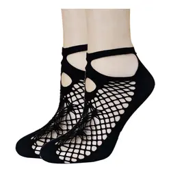 МОК новое поступление черный Носки для девочек Для женщин Обувь для девочек женские мягкие Кружево Leica короткие носки в сеточку