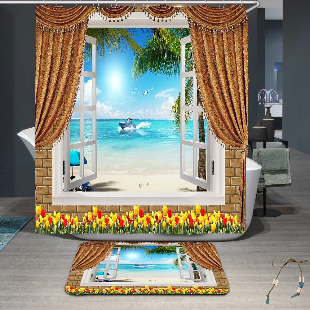 

High Quality Waterproof Shower Curtains Women Bathroom Products showers curtain Polyester Household Merchandises White M29G