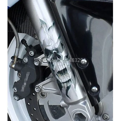 

Pair FORK SKULLS Decals Fits For Harley Davidson Sportster Softail Dyna Electra Glide