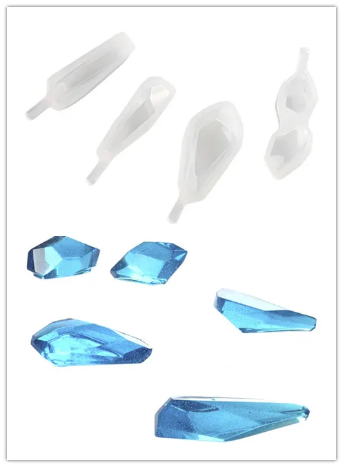 4pcs Silicone Mold Resin Jewelry Pendant Mould Crystal Design DIY Pendant Handmade Decoration Tools