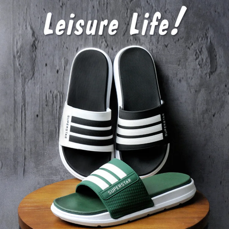 

SHOEMER Men Summer Slippers Fashion Beach Shoes Soft Bathroom Home Slippers Cool Outdoor Flip Flops 2019 New Arrival
