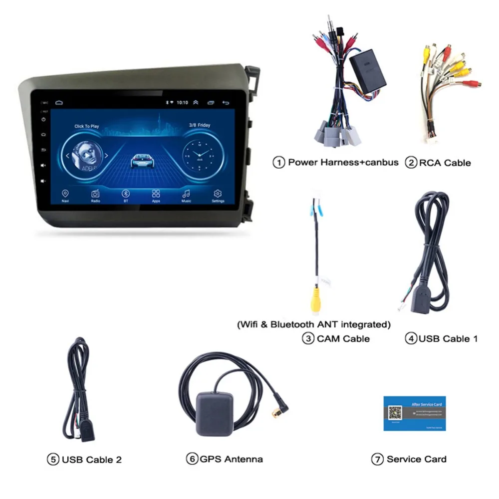 Discount Super Slim Touch Screen Android 8.1 radio GPS Navigation for Honda Civic 2012 2013 headunit tablets Stereo Multimedia Bluetooth 1