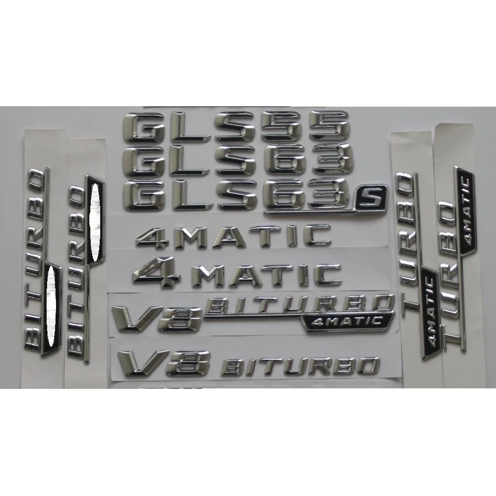 

Chrome Shiny Silver ABS Car Trunk Rear Number Letters Words Badge Emblem Decal Sticker for Mercedes-Benz GL63