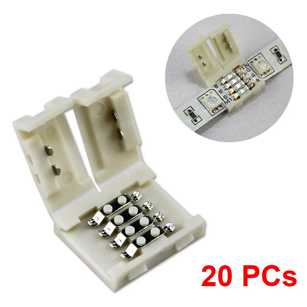 

20PCS Mini 4-PIN RGB Connect Adapter For RGB 5050 LED Strip Solderless 10mm
