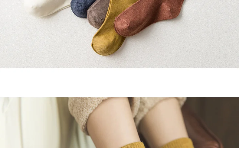 Moda Mulaya женские носки осень зима смешные носки Харадзюку высокого качества женские модные Новые счастливые однотонные милые теплые носки