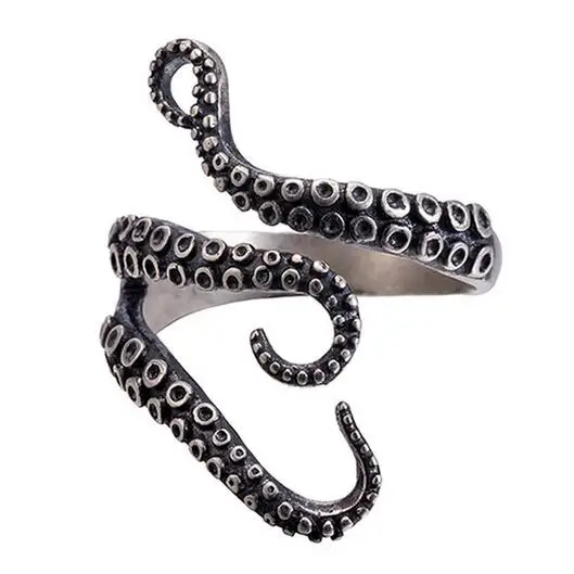 High Quality New Real Solid 925 Sterling Silver Gothic Punk Octopus Finger Ring Opened Adjustable Rings Vintage Jewelry | Украшения и