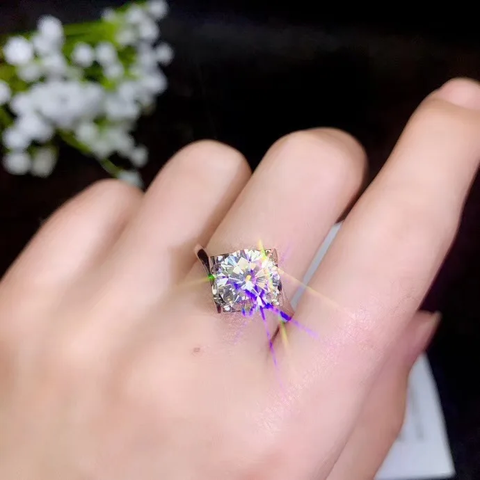 [MeiBaPJ Moissanite драгоценный камень модное кольцо с четырьмя когтями и бриллиантами VVS1 925 пробы Серебряное хорошее свадебное ювелирное изделие для женщин