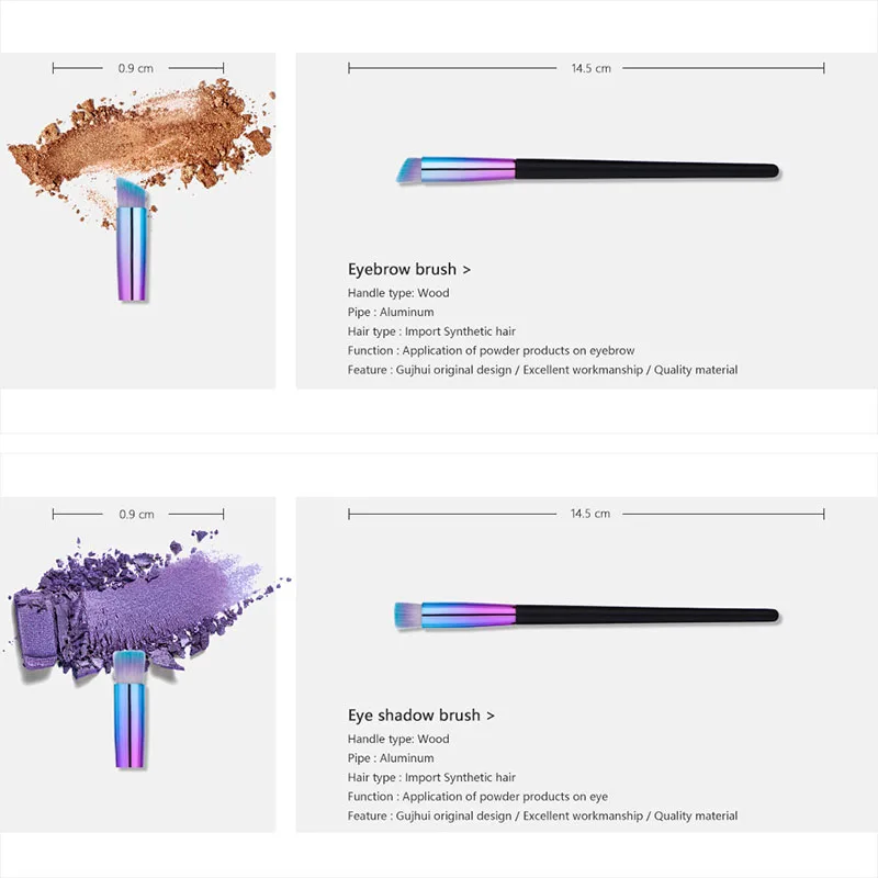 Премиум набор профессиональных кистей для макияжа, ослепительные синие фиолетовые радужные Румяна для волос, Тональная основа, контурная пудра, тени для век, косметическая кисть