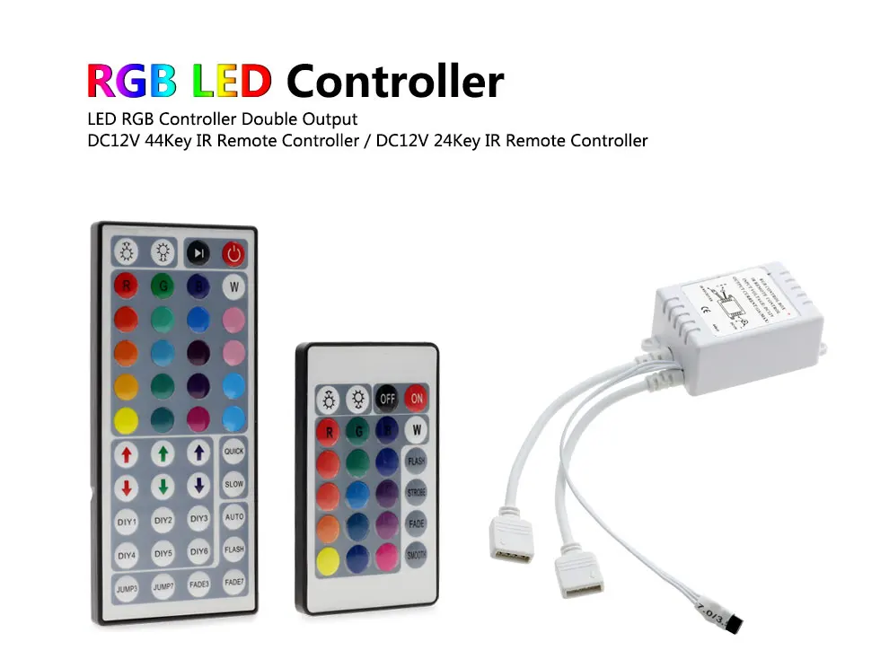 Светодиодный RGB контроллер DC12V 44 Ключ/24 ключа двойной выход ИК пульт дистанционного управления для светодиодной ленты RGB