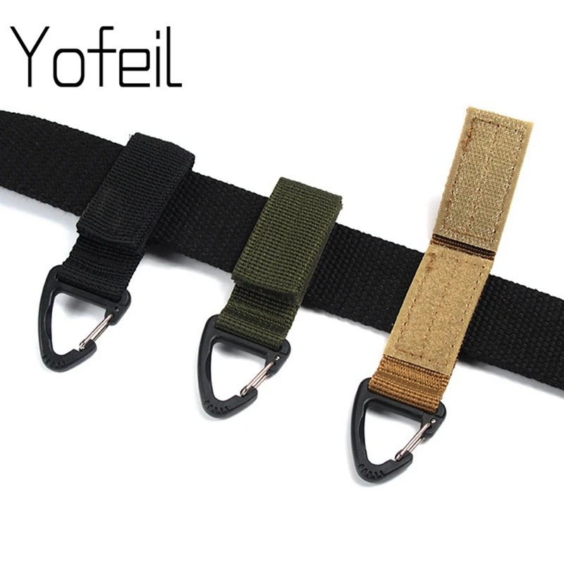 

Outdoor Hiking Molle Tactical Nylon Ribbon Knapsack Keychain Single Point Triangle Backpack Waist Bag Fastener Hook Buckle
