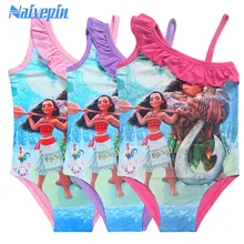 New 2017 Fashion One Piece Swim Wear Girls Moana Cartoon Children’s Swimsuit For Baby Kids Swim Bathing Suit Beachwear Dress
