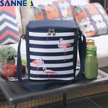 

SANNE 6L Flamingo Bag Cooler Waterproof Polyester Refrigerator Insulated Thermal Bag Thicken Foldable Fresh Picnic Cooler Bag