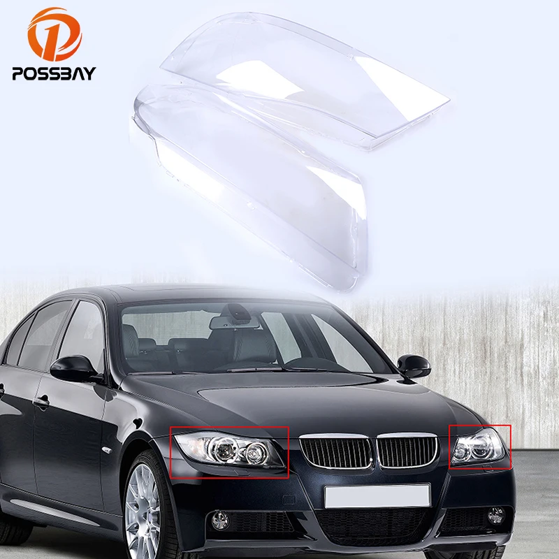 

POSSBAY Clear Car Light Housing Headlight Lens Headlamp Lenses Shell Cover for BMW 3 Series E90 Sedan 2004-2008 Pre-facelift