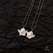 Милый Купидон Ангел кулон ожерелье из нержавеющей стали, длинная цепочка в форме ребенка ювелирные изделия Милая для женщин мужчин дружбы девушка подарки