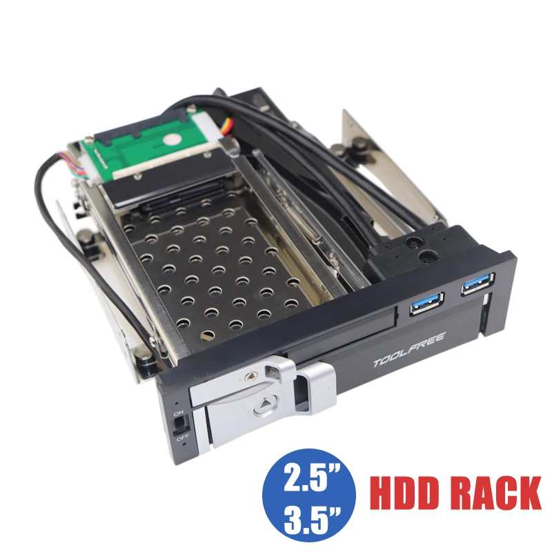 Internal 5.25 Inch CD-ROM HDD Mobile Rack Mounting Bracket Frame Enclosure with SATA Cable for 3.5 Inch SATA I/II/III Hard Drive