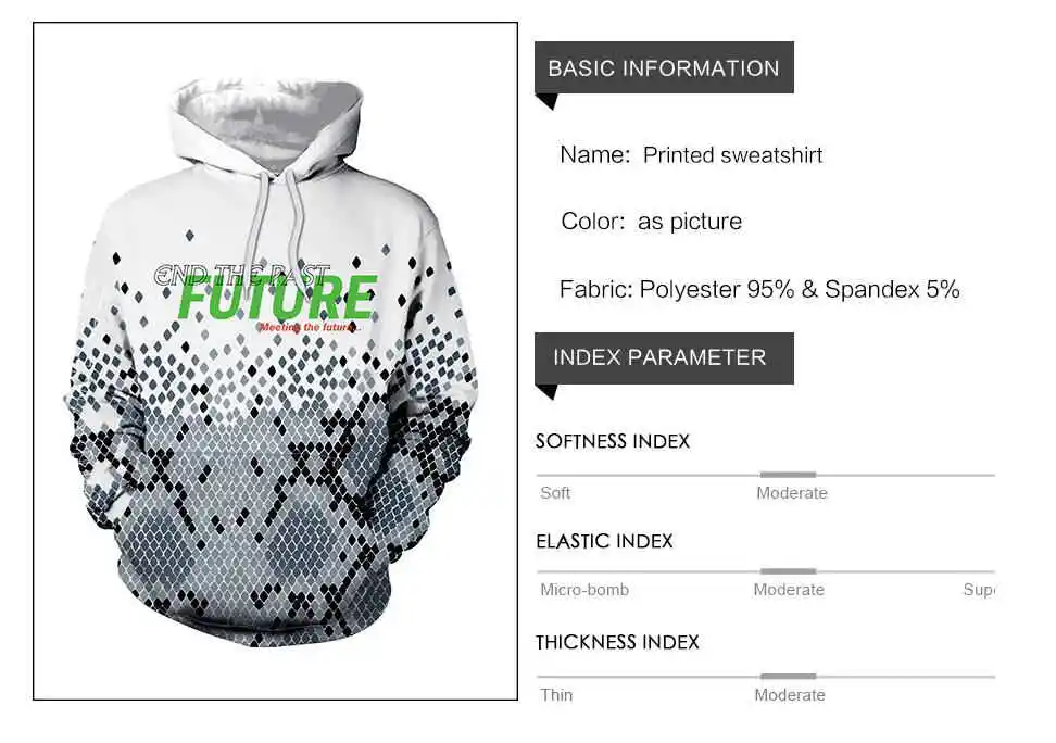 3D Honeycomb Geometric Pattern Hoodie Sweatshirt Europe and America Style Sweatshirt Sportswear High Quality NEW